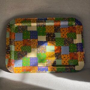 Vintage Colorful Patchwork Metal TV Lap Tray